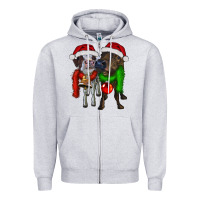 Heather Grey two christmas heifers Zipper Hoodie - RanaPortraitStore