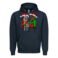 Navy two christmas heifers Zipper Hoodie - RanaPortraitStore
