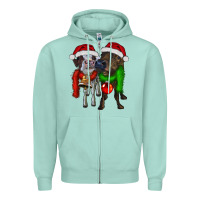 Seafoam two christmas heifers Zipper Hoodie - RanaPortraitStore