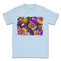 Dusty Blue mardi gras sunflower cowhide leopard and glitter background Classic Tee - Artiststas