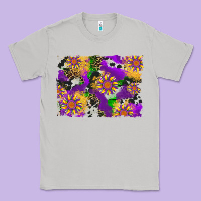 Mardi Gras Sunflower Cowhide Leopard And Glitter Background Classic Tee Designed By Artiststas