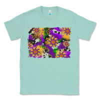 Seafoam mardi gras sunflower cowhide leopard and glitter background Classic Tee - Artiststas