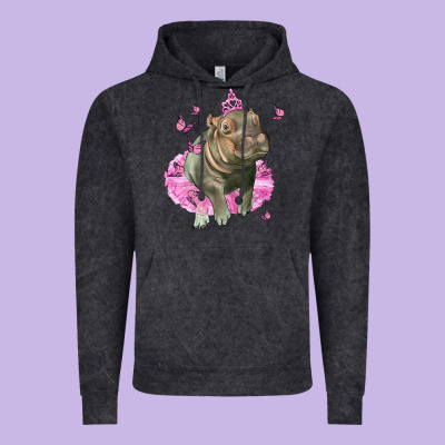 Baby Hippo With Tutu Vintage Hoodie Designed By Lillyallendesigns