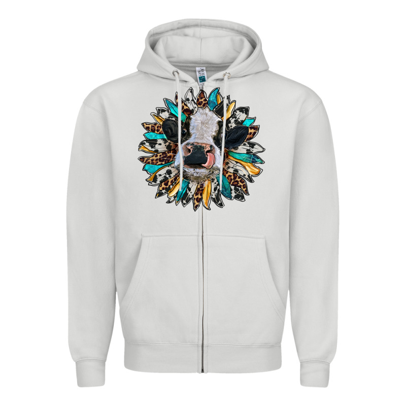 Baby Cow With Sunflower Zipper Hoodie by RanaPortraitStore | Teevron