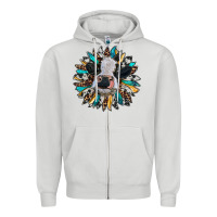 Dove Grey baby cow with sunflower Zipper Hoodie - RanaPortraitStore