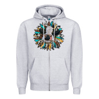 Heather Grey baby cow with sunflower Zipper Hoodie - RanaPortraitStore