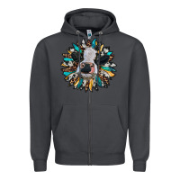 Smoke baby cow with sunflower Zipper Hoodie - RanaPortraitStore