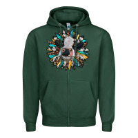 Sports Green baby cow with sunflower Zipper Hoodie - RanaPortraitStore