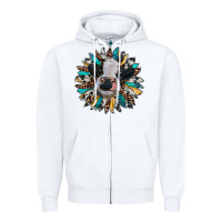 White baby cow with sunflower Zipper Hoodie - RanaPortraitStore