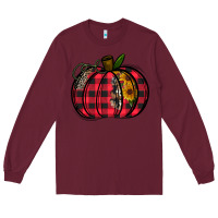 Burgundy Buffalo Pumpkin Long Sleeve Tee - CowhideDigitalArt