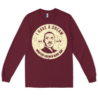 Burgundy martin luther day vintage Long Sleeve Tee - DesigneFamous