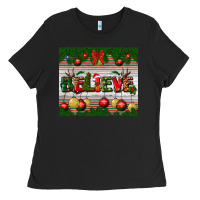 Black Christmas Believe Ladies Tee - BundleAndBundleShop