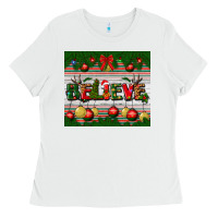 White Christmas Believe Ladies Tee - BundleAndBundleShop
