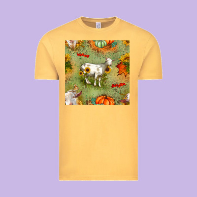 Fall Goats Seamless Pattern Vintage Tee Designed By Bundleandbundleshop