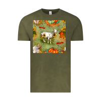 Vintage Olive fall goats seamless pattern Vintage Tee - BundleAndBundleShop