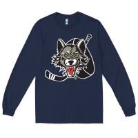 Navy chicago wolves Long Sleeve Tee - DesigneFamous
