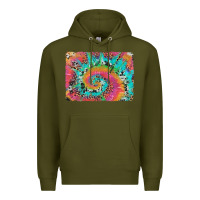 Army Green tie dye leopard cowhide glitter background Premium Hoodie - Artiststas