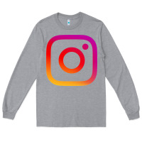 Heather Grey instagram Long Sleeve Tee - DesigneFamous