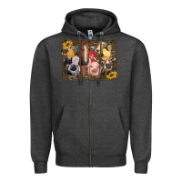 Charcoal Heather western farm animals Zipper Hoodie - RanaPortraitStore