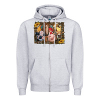 Heather Grey western farm animals Zipper Hoodie - RanaPortraitStore
