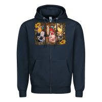 Navy western farm animals Zipper Hoodie - RanaPortraitStore