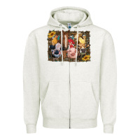 Oatmeal Heather western farm animals Zipper Hoodie - RanaPortraitStore