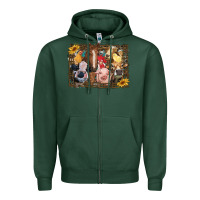 Sports Green western farm animals Zipper Hoodie - RanaPortraitStore