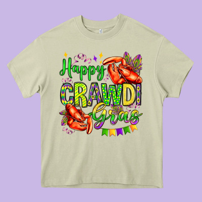 Happy Crawdi Gras Olivia Heavy Core Tee Designed By Oliviacreatesart