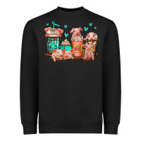 Black cute pigs coffee Heavyweight Sweatshirt - Jasminsmagicworld