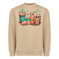 Mushroom cute pigs coffee Heavyweight Sweatshirt - Jasminsmagicworld