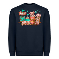 Navy cute pigs coffee Heavyweight Sweatshirt - Jasminsmagicworld