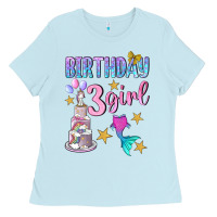 Baby Blue birthday girl 3 Ladies Tee - BundleAndBundleShop