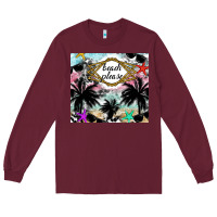 Burgundy Beach Please Long Sleeve Tee - CowhideDigitalArt