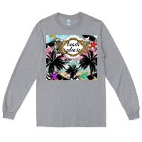 Heather Grey Beach Please Long Sleeve Tee - CowhideDigitalArt