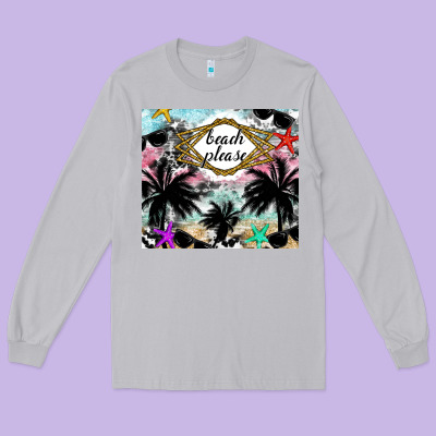 Beach Please Long Sleeve Tee Designed By Cowhidedigitalart