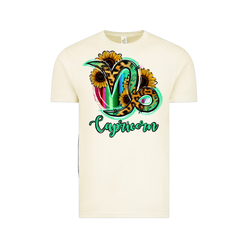Capricorn Zodiac Sign Sunflower Leopard Serape Vintage Tee by RanaPortraitStore | Teevron