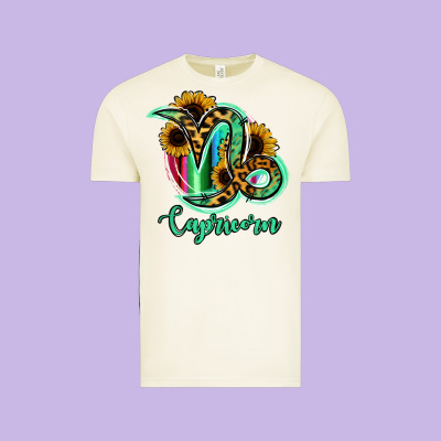 Capricorn Zodiac Sign Sunflower Leopard Serape Vintage Tee Designed By Ranaportraitstore