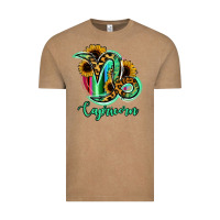 Vintage Coffee Capricorn Zodiac Sign Sunflower Leopard Serape Vintage Tee - RanaPortraitStore