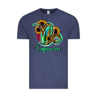 Vintage Denim Capricorn Zodiac Sign Sunflower Leopard Serape Vintage Tee - RanaPortraitStore