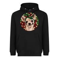 Black Christmas Chihuahua With Buffalo Plaid Heavyweight Hoodie - RanaPortraitStore