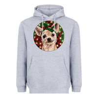 Heather Grey Christmas Chihuahua With Buffalo Plaid Heavyweight Hoodie - RanaPortraitStore