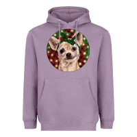 Lavender Christmas Chihuahua With Buffalo Plaid Heavyweight Hoodie - RanaPortraitStore