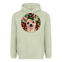 Matcha Christmas Chihuahua With Buffalo Plaid Heavyweight Hoodie - RanaPortraitStore