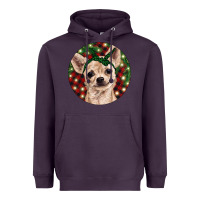 Plum Christmas Chihuahua With Buffalo Plaid Heavyweight Hoodie - RanaPortraitStore
