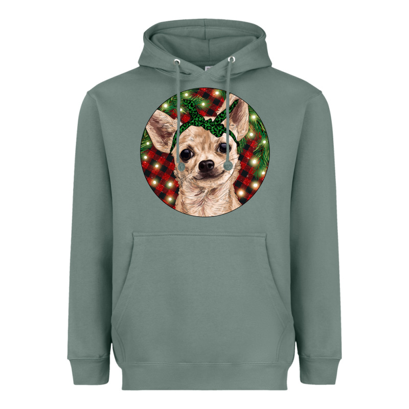 Christmas Chihuahua With Buffalo Plaid Heavyweight Hoodie by RanaPortraitStore | Teevron