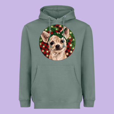 Christmas Chihuahua With Buffalo Plaid Heavyweight Hoodie Designed By Ranaportraitstore
