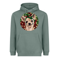 Sage Christmas Chihuahua With Buffalo Plaid Heavyweight Hoodie - RanaPortraitStore