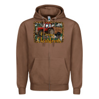 Chestnut Merry Christmas Tractor Zipper Hoodie - RanaPortraitStore