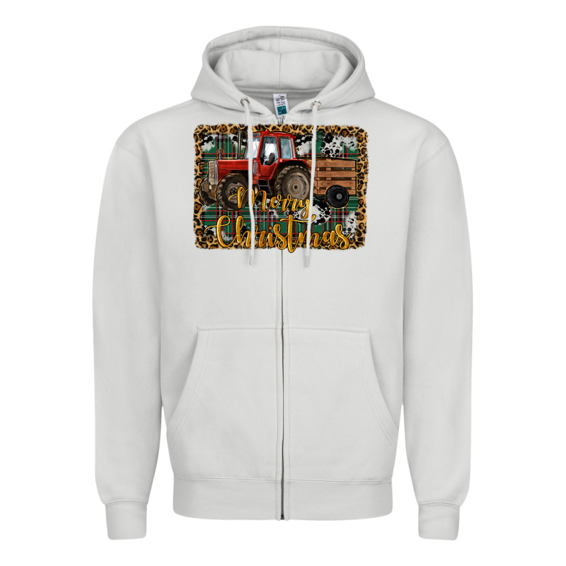 Merry Christmas Tractor Zipper Hoodie by RanaPortraitStore | Teevron