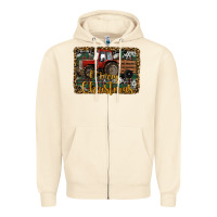 Sandshell Merry Christmas Tractor Zipper Hoodie - RanaPortraitStore